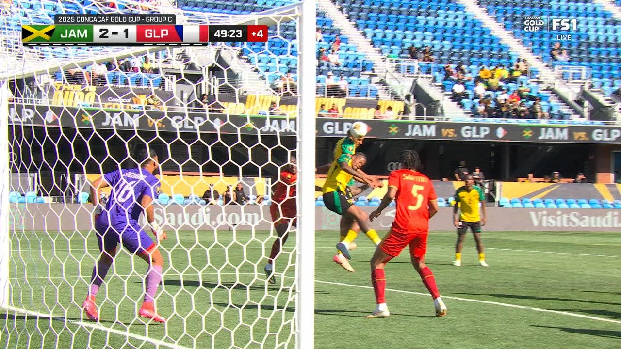 Jonathan Russell finishes header, giving Jamaica 2-1 lead over Guadeloupe